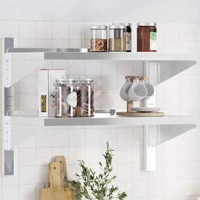 vidaXL Estante parede 2 prateleiras 75x40x60 cm aço inoxidável prata