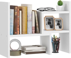 Estante de secretária modular, organizador de secretária multifuncional, 2 peças, MDF, branco