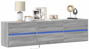 Móvel de parede p/ TV c/ luzes LED 180x31x45 cm cinzento sonoma