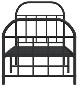 Estrutura de cama com cabeceira e pés 75x190 cm metal preto
