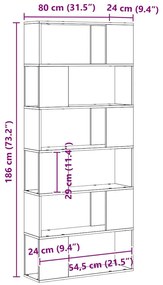 Estante de Livros vidaXL Carvalho Preto 80x24x186 cm Madeira Engenhari