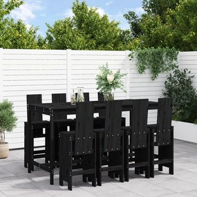 9 pcs conjunto de bar para jardim pinho maciço preto