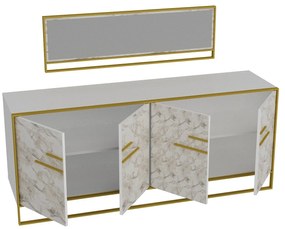 Console Polka – Dourado/Branco – 179,9 cm x 75 cm x 47,3 cm