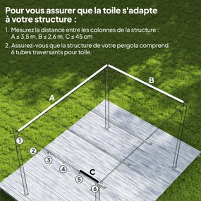 Lona para tenda retrátil de 4 x 3 m – apenas a lona: 350 x 260 cm (ESTRUTURA NÃO ESTÁ INCLUÍDA), cinzento claro