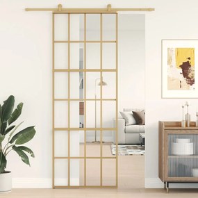 Porta deslizante 76x205 cm vidro ESG/alumÃnio dourado