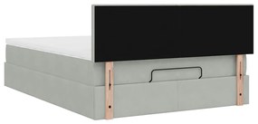 Estrutura de cama otomana com colchão 140x200 cm cinzento claro