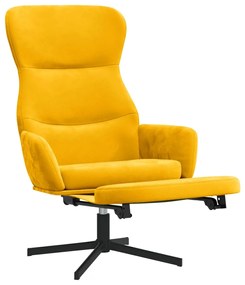 Cadeira de descanso com apoio de pés veludo amarelo mostarda