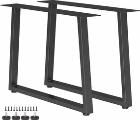 Conjunto de 2 pés Pés de mesa em aço, 60 x 43 cm, (TAMPO NÃO INCLUIDO) com patins ajustáveis e parafusos, preto