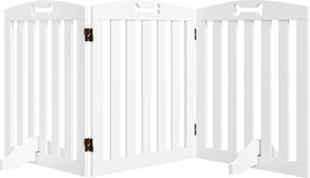 PawHut Barreira de Segurança Dobrável para Cães 155 cm Vedação para Cães Médios de 3 Painéis com Pés Removíveis 155x30x61 cm Branco | Aosom Portugal