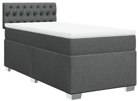 Cama com molas/colchão 100x200 cm tecido cinza-escuro