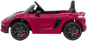 Carro elétrico para Crianças 12V Porsche Spyder RS 718 com Rodas Espuma EVA, assento couro ecológico Carga até 30 kg Pintado Rosa