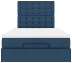 Estrutura de cama otomana com colchão 120x190 cm tecido azul