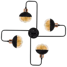 Candeeiro de Teto Ani – Preto e Cobre – Diâmetro 72 cm, Altura 22 cm