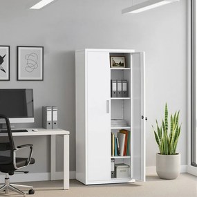 Armário de arquivo escritório com 5 prateleiras, 40 x 60 x 180 cm, branco