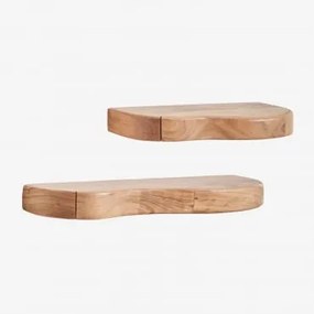 Conjunto De 2 Prateleiras De Parede Em Madeira De Acácia Nireimi ↔︎ 60 Cm - ↔︎ 90 Cm - Sklum