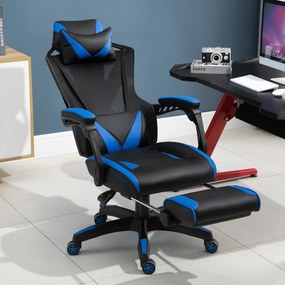 Cadeira de escritorio gaming ergonômica Altura ajustável Encosto ajustável Azul
