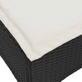 Sofá de jardim reclinável em forma de L com almofadões vime PE