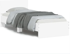 Estrutura de cama c/ cabeceira e luzes LED 90x190 cm branco