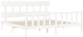 Cama sem colchão 200x200 cm madeira de pinho maciça branco