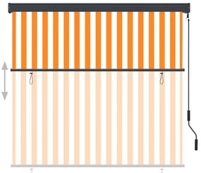 Estore de rolo para exterior 160x250 cm branco e laranja