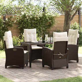 vidaXL Conjunto de Jantar de Jardim de 5 Peças com Almofadas - Rattan Castanho