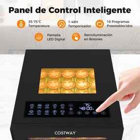 Desidratador de alimentos com bandejas de aço inoxidável Secador de alimentos com ecrã LED Temperatura 35-75 ℃ e temporizador
