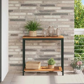 vidaXL Mesa de Exterior com prateleira Natural e Preto 80 x 35 x 75 cm