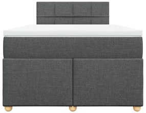 Cama boxspring com colchão 120x190 cm tecido cinzento-escuro