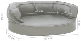 Cama para cães ergonómica 60x42 cm aspeto linho cinzento