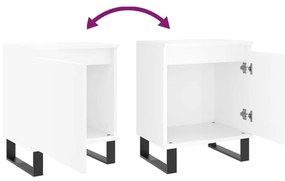 Mesas cabeceira 2pcs derivados de madeira branco brilhante
