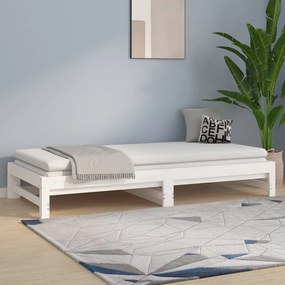 Sofá-cama de puxar 2x(90x200) cm pinho maciço branco