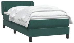Cama com molas/colchão verde-escuro 80x210 cm veludo