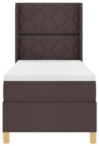 Cama Box Spring com Colchão e LED Castanho Escuro 80x200 cm Tecido
