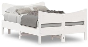 Estrutura cama c/ cabeceira 120x190 cm pinho maciço branco