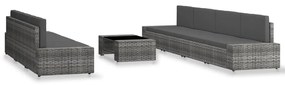 8 pcs conjunto lounge de jardim vime PE cinzento