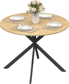 Mesa de Jantar Redonda (CADEIRAS NÃO INCLUIDAS), 100 x 100 x 75 cm, Estilo Industrial, cor Carvalho