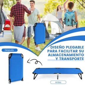 Cama de campismo dobrável de tecido portátil Cama de exterior para dormir Estrutura metálica leve para praia Escritório 191 x 56 x 31 cm Azul