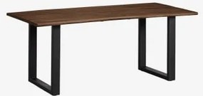Mesa De Jantar Retangular 180x90 Cm Em Madeira E Aço Maupi Preto - Sklum