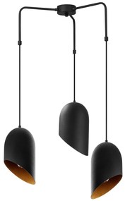 Candeeiro de Teto Kesik – Preto e Dourado – Diâmetro 52 cm, Altura 100