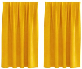 Cortinas Blackout vidaXL com fita superior 2 pcs Veludo Mostarda