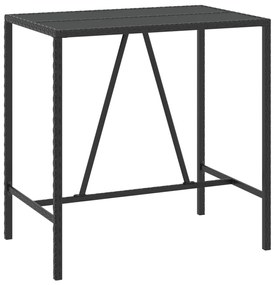 7 pcs conjunto de bar para jardim c/ almofadões vime PE preto