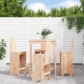 5 pcs conjunto de bar para jardim pinho maciço