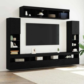 vidaXL Unidade de TV com 8 Peças e LED Carvalho Preto em Madeira Projetada