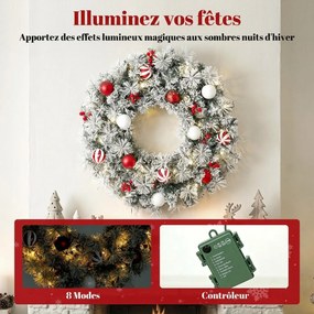 Grinalda de Natal Luminosa, 60 x 60 x 12 cm, 50 LED com 8 Modos, Verde