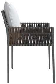Cadeiras jardim c/ almofadões 6pcs 54x61x83 cm vime PE castanho
