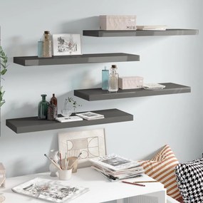 323795 vidaXL Prateleiras de parede suspensas 4 pcs 80x23,5x3,8cm MDF cinza
