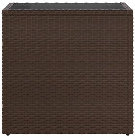 Mesa de apoio jardim tampo vidro 58x27,5x55 cm vime PE castanho