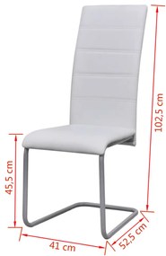 Cadeiras de jantar cantilever 4 pcs couro artificial branco