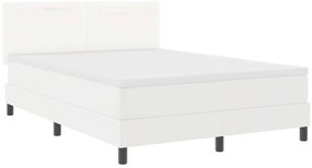 Cama Box com Colchão Branca, 140 x 190 cm, em Couro Sintético