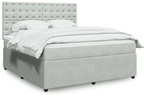 vidaXL Cama com molas/colchão 180x200 cm veludo cinzento-claro